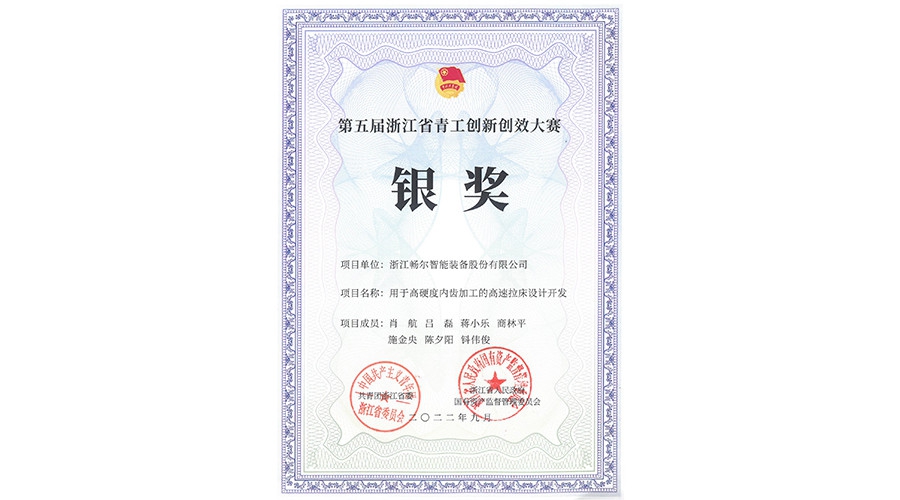 第五屆浙江省青工創新創效大賽銀獎
